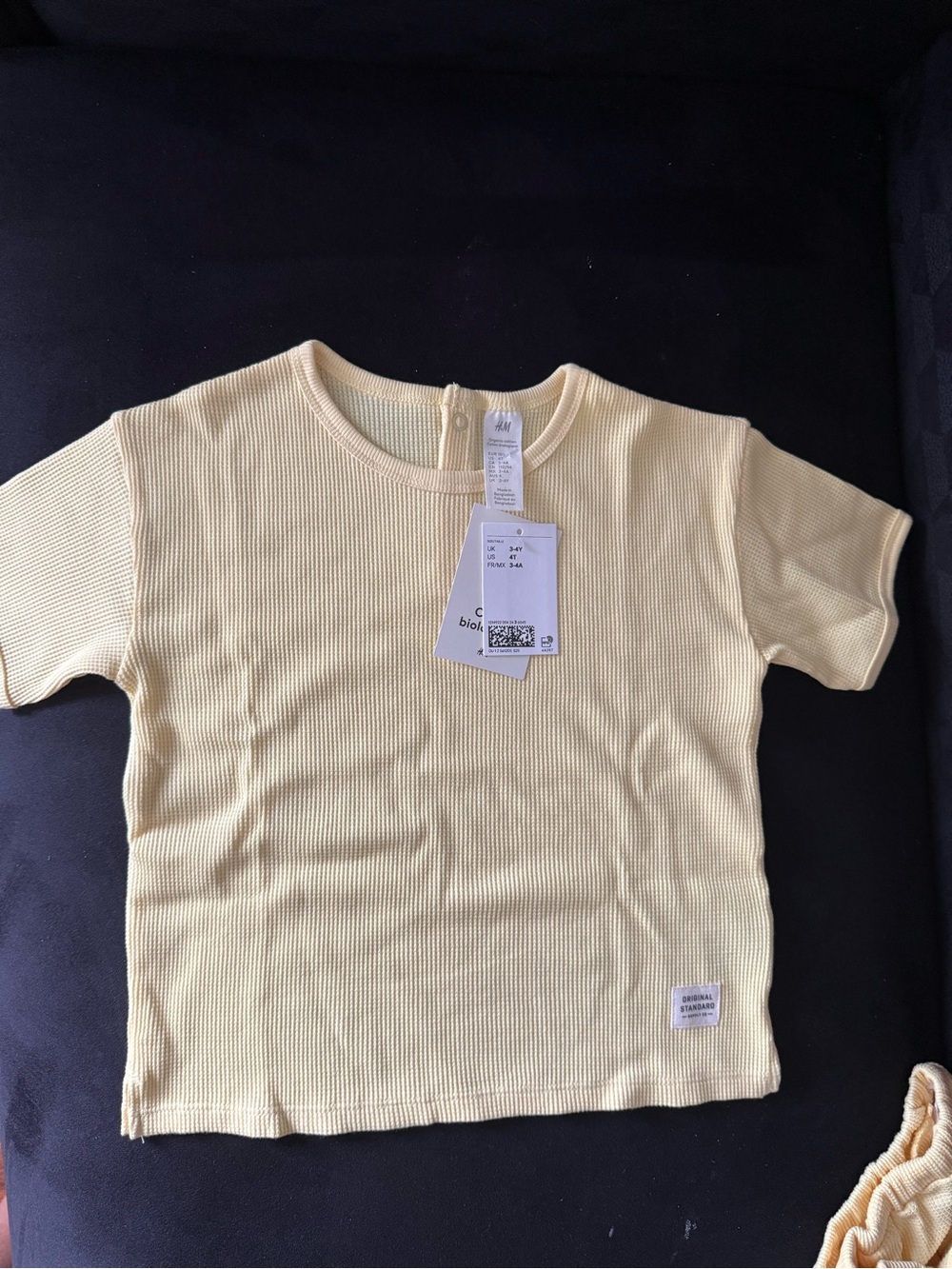 H&M Pale Yellow Ribbed Short-Sleeve Kids Tee